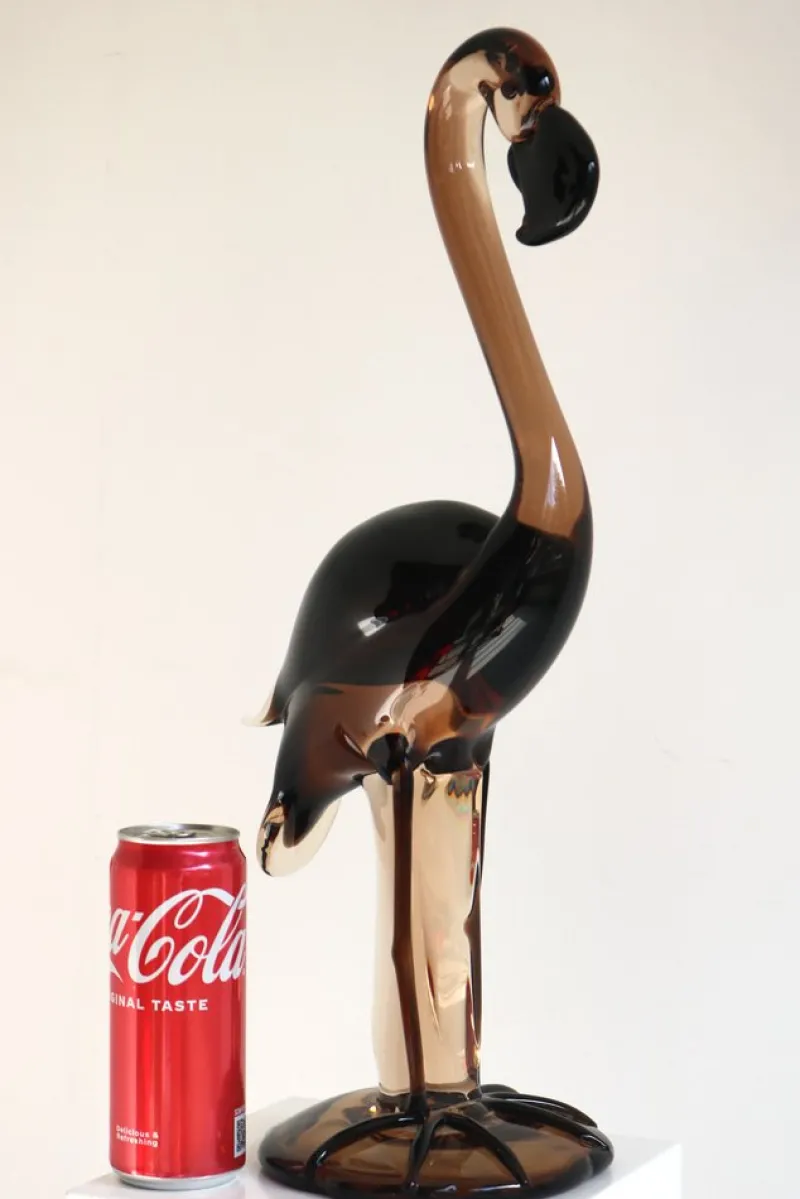 New Pamono Murano Glass Flamingo Sculpture by Franco Bottaro, 1960s