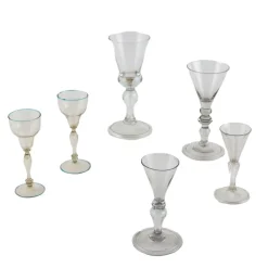 Sale Pamono Murano Glass Glasses, Italy, 18th Century, Set of 6
