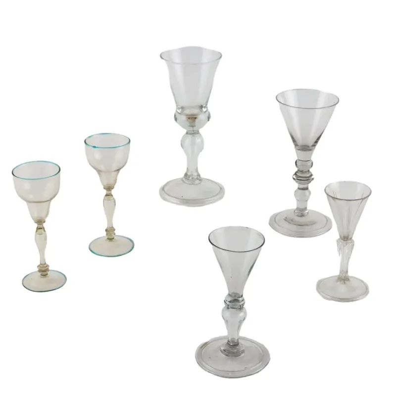 Sale Pamono Murano Glass Glasses, Italy, 18th Century, Set of 6