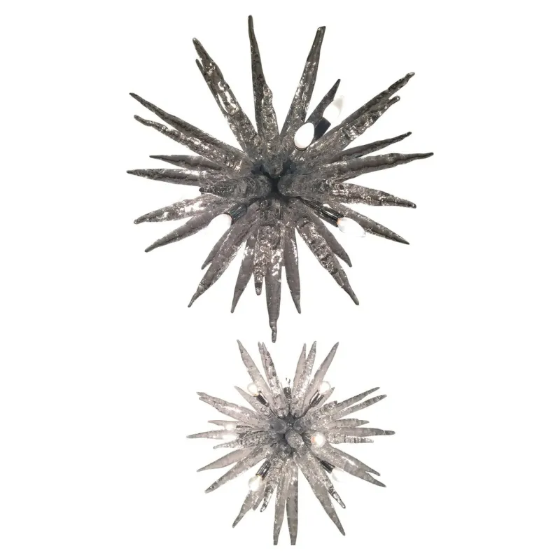 Pamono Murano Glass Ice Clear Sputnik Chandeliers by Simoeng, Set of 2> Ceiling Lights