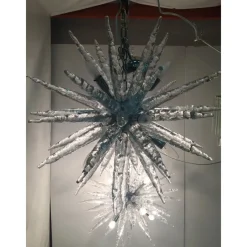 Pamono Murano Glass Ice Clear Sputnik Chandeliers by Simoeng, Set of 2><noscript><img width=