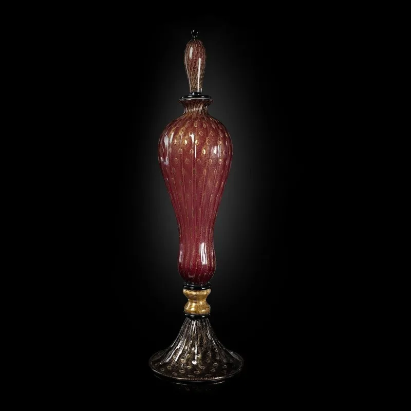 Pamono Murano Glass Sculpture Vase with 24 Kt Gold by 1295 Murano> Sculpture