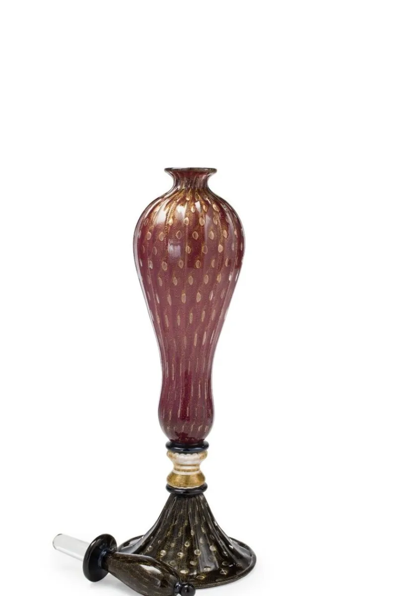 Pamono Murano Glass Sculpture Vase with 24 Kt Gold by 1295 Murano> Sculpture
