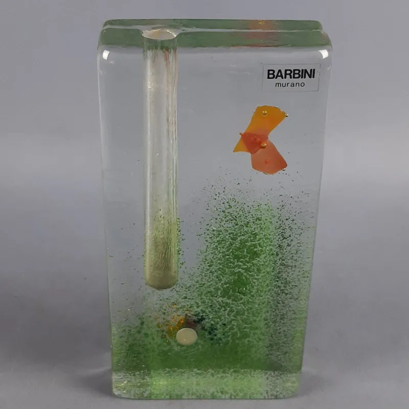 Pamono Murano Glass Single Flower Aquarium Vase by Barbini, 1960s> Vases