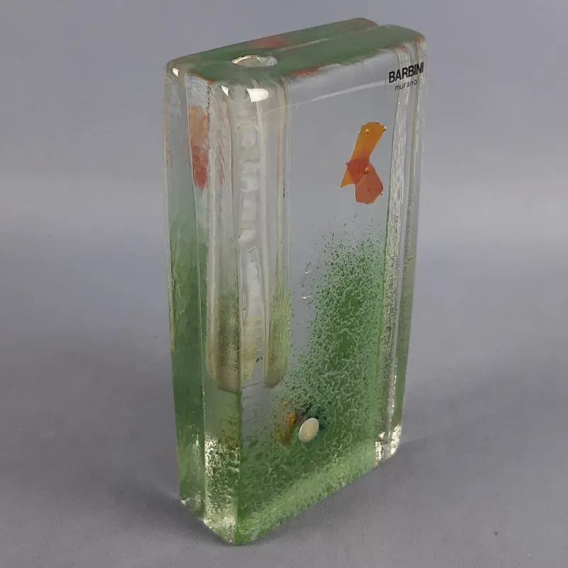 Pamono Murano Glass Single Flower Aquarium Vase by Barbini, 1960s> Vases