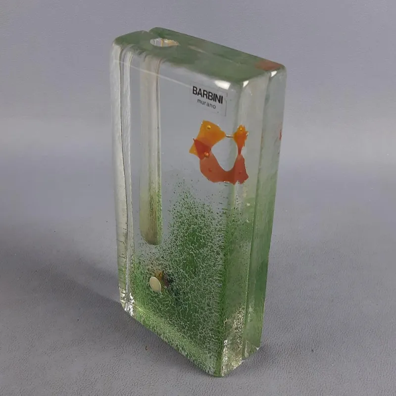 Pamono Murano Glass Single Flower Aquarium Vase by Barbini, 1960s> Vases