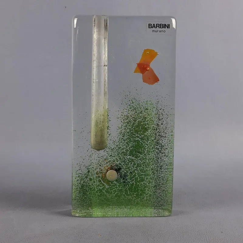Pamono Murano Glass Single Flower Aquarium Vase by Barbini, 1960s> Vases