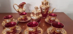 Pamono Murano Glass Tre Fuochi 24 K Gold Coffee Set, 1965, Set of 15><noscript><img width=
