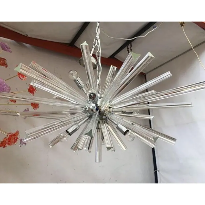 New Pamono Murano Glass Triedro Sputnik Chandelier by Simoeng