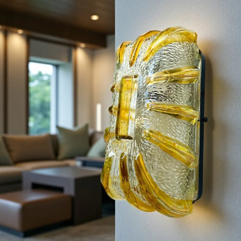 Discount Pamono Murano Glass Type Rectangular Flush Mount, 1960s
