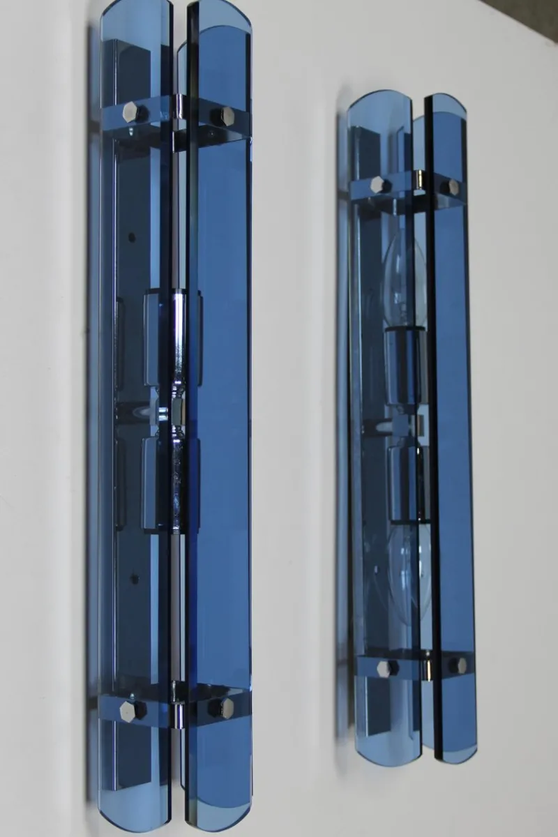 Pamono Murano Glass Wall Lights, 1970s, Set of 2> Wall Lights & Sconces