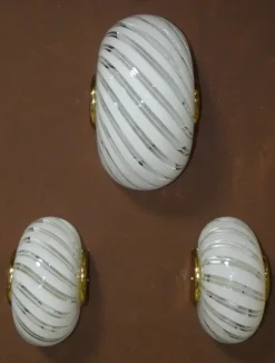 Discount Pamono Murano Glass Wall Lights from F. Fabbian, Italy, 1980s, Set of 3