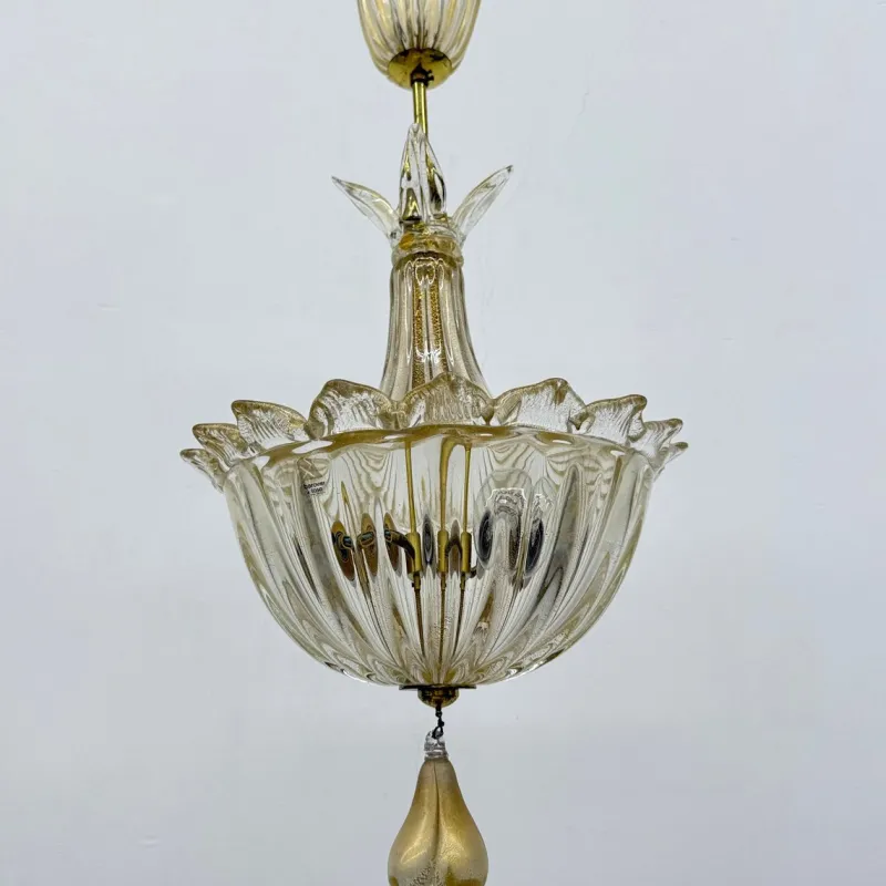Pamono Murano Glass with Gilt Hanging Lamp from Barovier & Toso, 1970s> Ceiling Lights