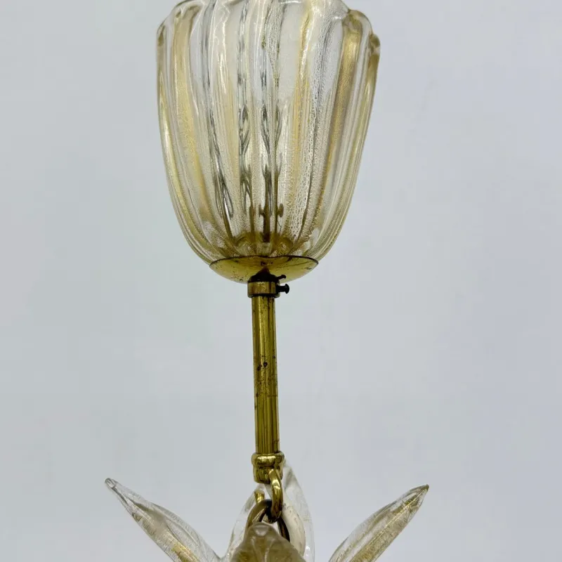 Pamono Murano Glass with Gilt Hanging Lamp from Barovier & Toso, 1970s> Ceiling Lights