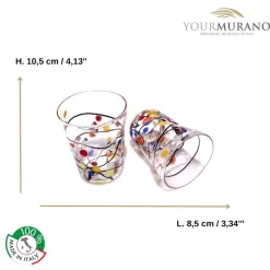 Pamono Murano Glasses in Crystal and Colored Spots from YourMurano, Set of 6> Tabletop