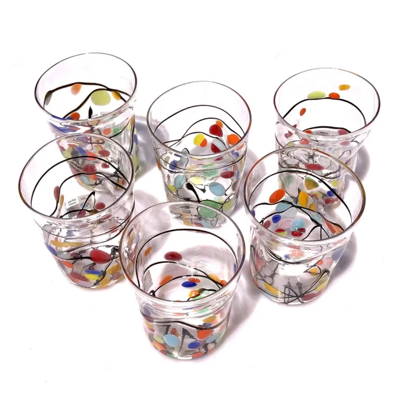 Pamono Murano Glasses in Crystal and Colored Spots from YourMurano, Set of 6> Tabletop