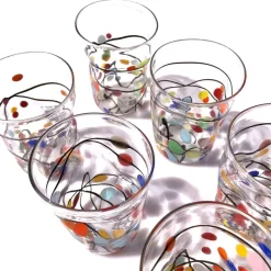 Pamono Murano Glasses in Crystal and Colored Spots from YourMurano, Set of 6><noscript><img width=