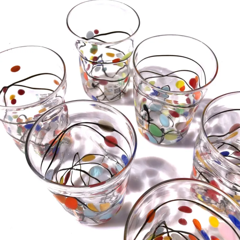 Pamono Murano Glasses in Crystal and Colored Spots from YourMurano, Set of 6> Tabletop