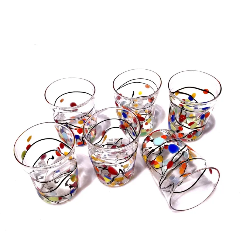 Pamono Murano Glasses in Crystal and Colored Spots from YourMurano, Set of 6> Tabletop