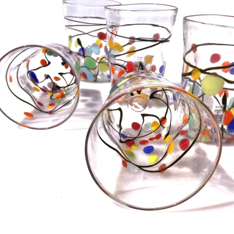 Pamono Murano Glasses in Crystal and Colored Spots from YourMurano, Set of 6> Tabletop