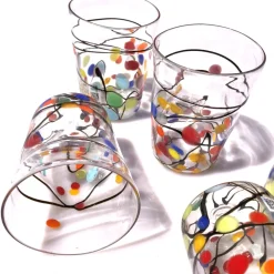 Pamono Murano Glasses in Crystal and Colored Spots from YourMurano, Set of 6><noscript><img width=