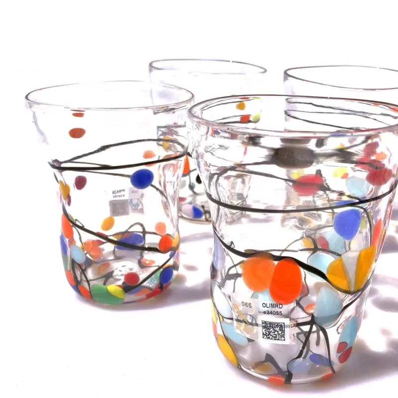 Pamono Murano Glasses in Crystal and Colored Spots from YourMurano, Set of 6> Tabletop