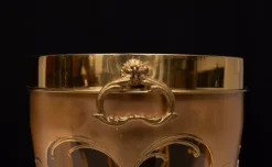Pamono Murano Gold Decorated Glass Ice Bucket, Italy, 1950><noscript><img width=