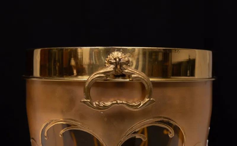 Pamono Murano Gold Decorated Glass Ice Bucket, Italy, 1950> Ice Buckets & Wine Coolers