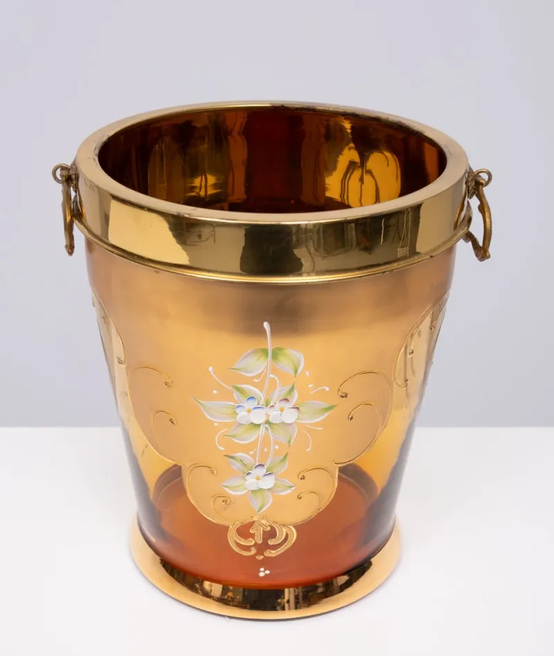 Pamono Murano Gold Decorated Glass Ice Bucket, Italy, 1950> Ice Buckets & Wine Coolers