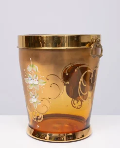 Pamono Murano Gold Decorated Glass Ice Bucket, Italy, 1950><noscript><img width=