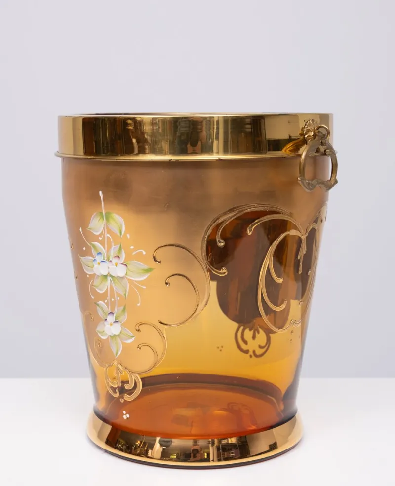 Pamono Murano Gold Decorated Glass Ice Bucket, Italy, 1950> Ice Buckets & Wine Coolers
