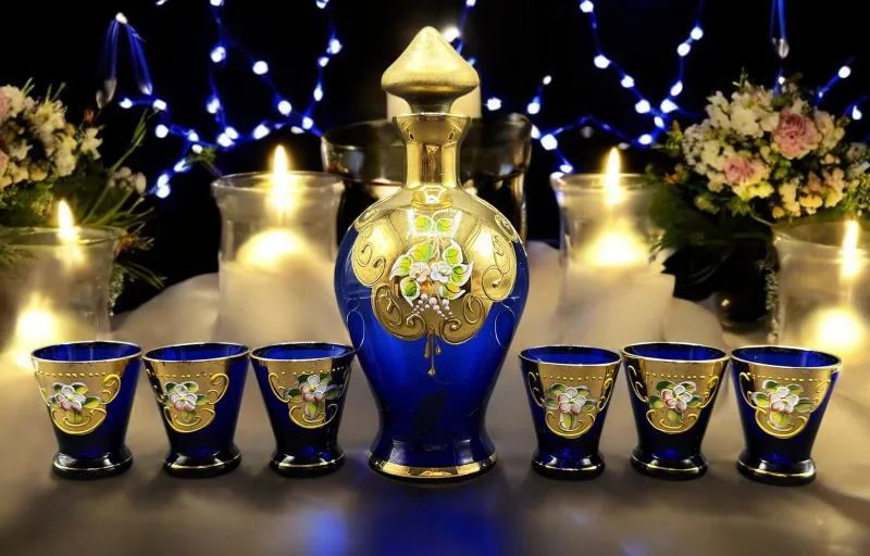Pamono Murano Liquor Set with Bottle, Set of 7> Glassware