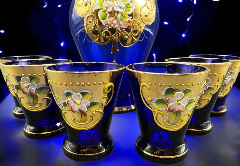 Pamono Murano Liquor Set with Bottle, Set of 7> Glassware