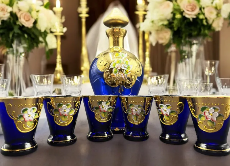 Pamono Murano Liquor Set with Bottle, Set of 7> Glassware