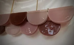 Sale Pamono Murano Rectangular Pink Violet Art Glass and Brass Chandelier and Pendant