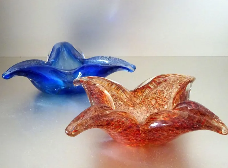 Pamono Murano Sixtyes Glass Pieces, 1960s, Set of 2> Bowls
