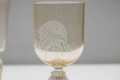 Pamono Murano Stem Glasses with Embedded Gold Leaf from Cenedese, 1950s, Set of 8><noscript><img width=