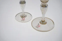Pamono Murano Stem Glasses with Embedded Gold Leaf from Cenedese, 1950s, Set of 8><noscript><img width=