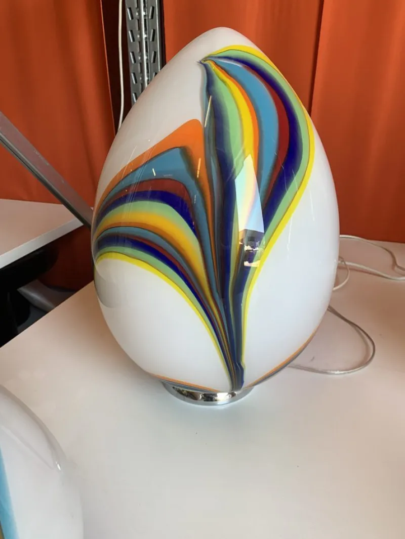 Outlet Pamono Murano Style Glass Multicolored Reeds White Egg Lamp from Simoeng