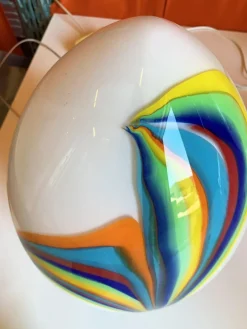 Outlet Pamono Murano Style Glass Multicolored Reeds White Egg Lamp from Simoeng