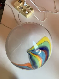 Outlet Pamono Murano Style Glass Multicolored Reeds White Egg Lamp from Simoeng