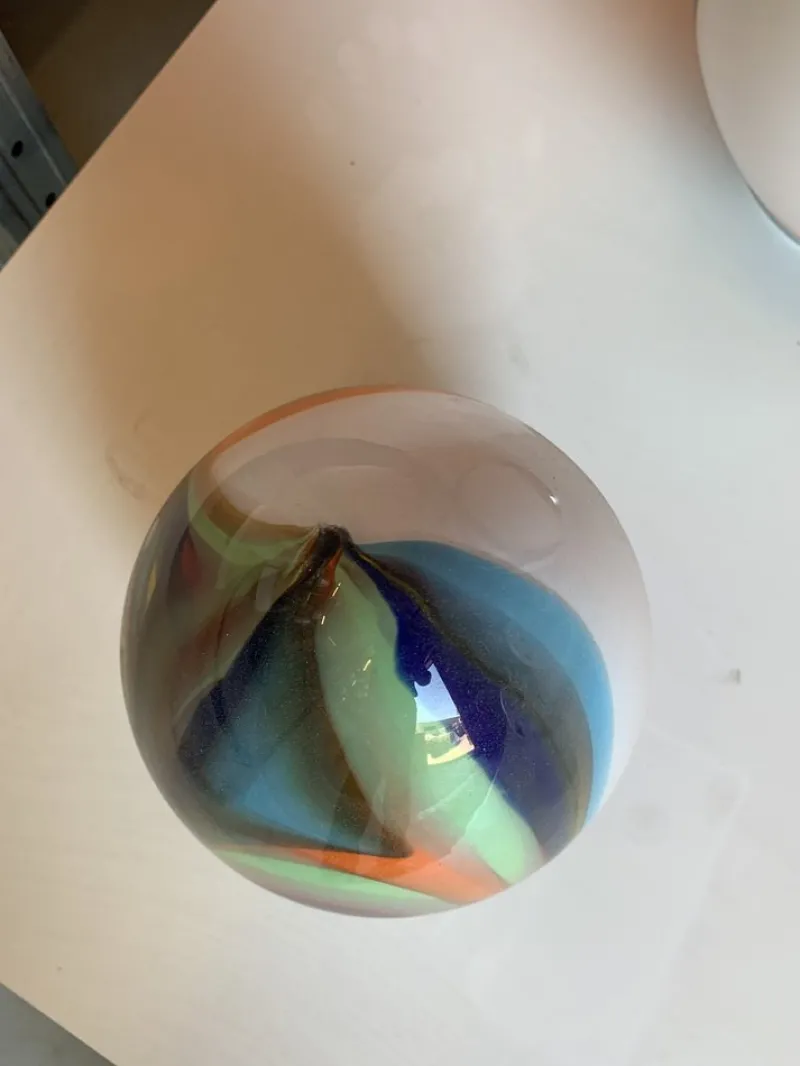Outlet Pamono Murano Style Glass Multicolored Reeds White Egg Lamp from Simoeng