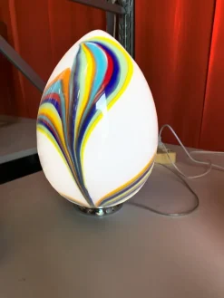 Outlet Pamono Murano Style Glass Multicolored Reeds White Egg Lamp from Simoeng
