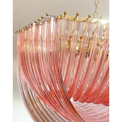 Pamono Murano Style Glass Pendant Arc in Pink Color with Gold Metal Frame from Simoeng><noscript><img width=