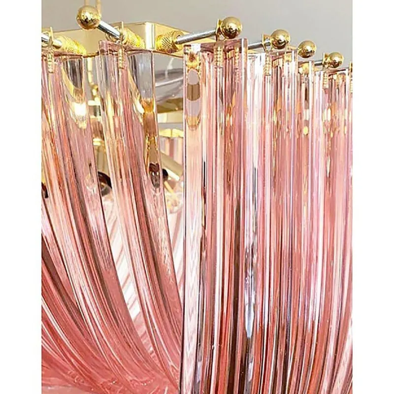 Pamono Murano Style Glass Pendant Arc in Pink Color with Gold Metal Frame from Simoeng> Ceiling Lights