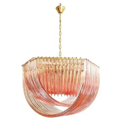 Pamono Murano Style Glass Pendant Arc in Pink Color with Gold Metal Frame from Simoeng><noscript><img width=