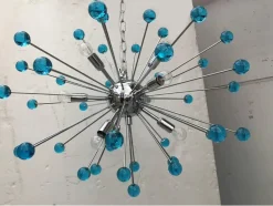 Hot Pamono Murano Style Glass Sputnik Blue Italian Handmade Chandelier