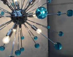 Hot Pamono Murano Style Glass Sputnik Blue Italian Handmade Chandelier
