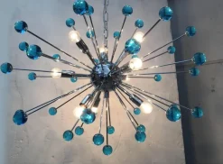 Hot Pamono Murano Style Glass Sputnik Blue Italian Handmade Chandelier