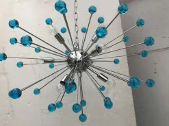 Hot Pamono Murano Style Glass Sputnik Blue Italian Handmade Chandelier